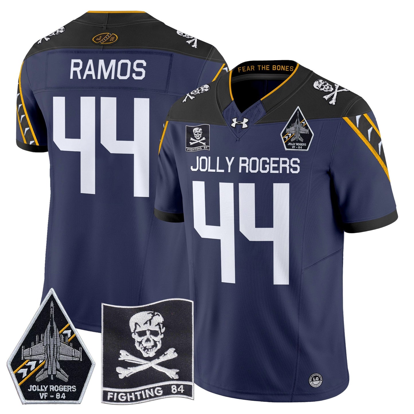 Navy Midshipmen 2024 Jolly Rogers VF-84 Patch Vapor Limited Jersey - All Stitched
