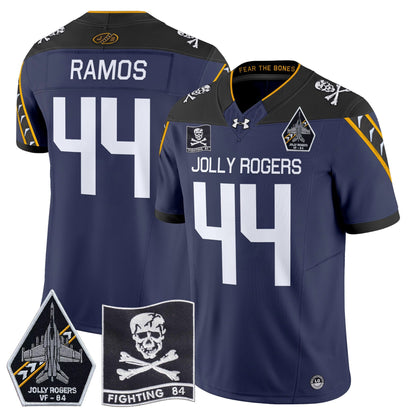 Navy Midshipmen 2024 Jolly Rogers VF-84 Patch Vapor Limited Jersey - All Stitched