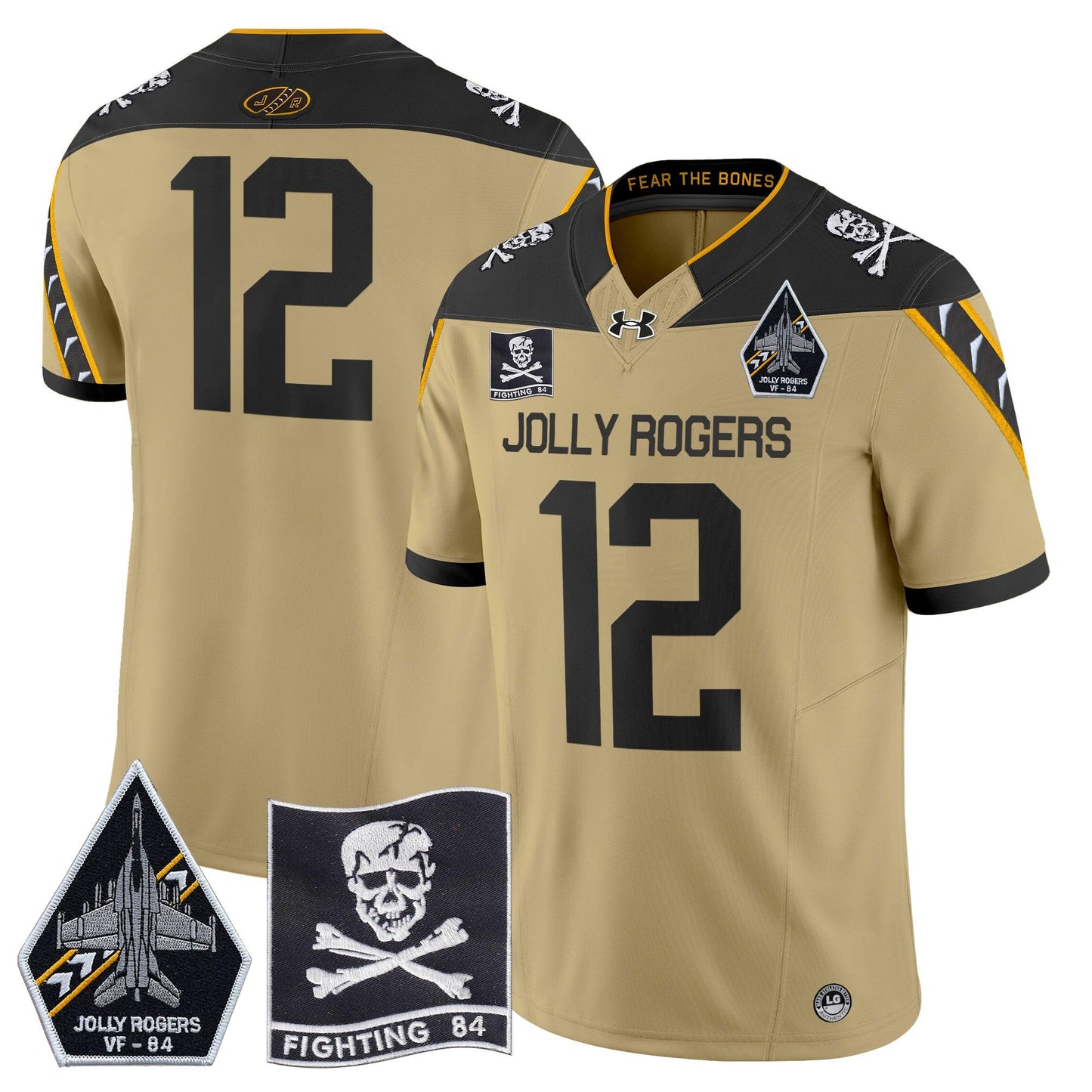Navy Midshipmen 2024 Jolly Rogers VF-84 Patch Vapor Limited Jersey - All Stitched