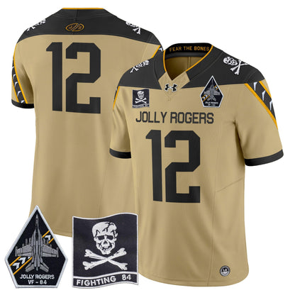 Navy Midshipmen 2024 Jolly Rogers VF-84 Patch Vapor Limited Jersey - All Stitched