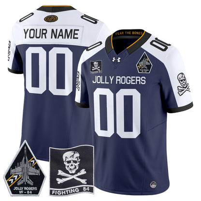 Navy Midshipmen 2024 Jolly Rogers VF-84 Patch Vapor Limited Custom Jersey - All Stitched