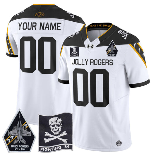 Navy Midshipmen 2024 Jolly Rogers VF-84 Patch Vapor Limited Custom Jersey - All Stitched