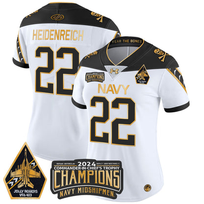 Women's Navy Midshipmen 2024 Commander-In-Chief's Trophy Champions Patch Gold Vapor Limited Jersey - All Stitched