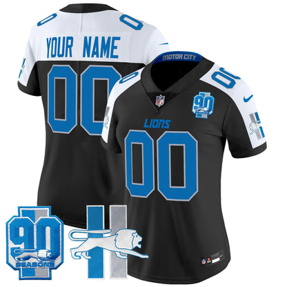 Detroit Lions Throwback 90th Year Patch Vapor Limited Custom Jersey - All Stitched