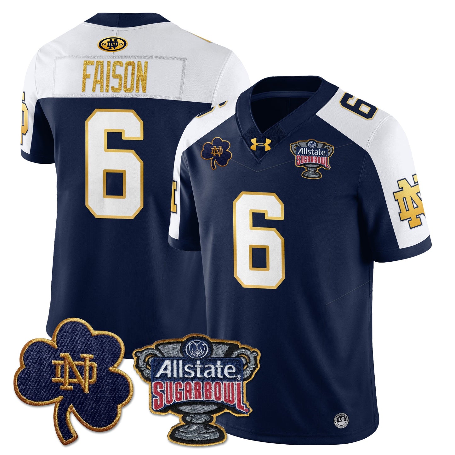 Notre Dame Fighting Irish Allstate Sugar Bowl Jersey - All Stitched