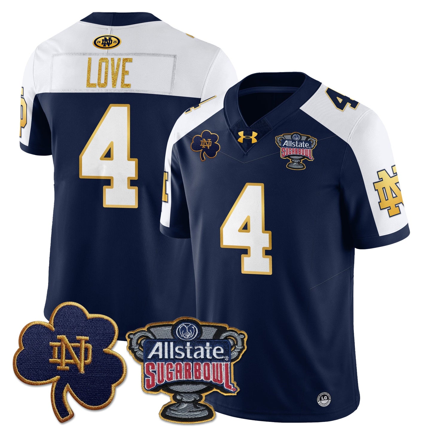 Notre Dame Fighting Irish Allstate Sugar Bowl Jersey - All Stitched
