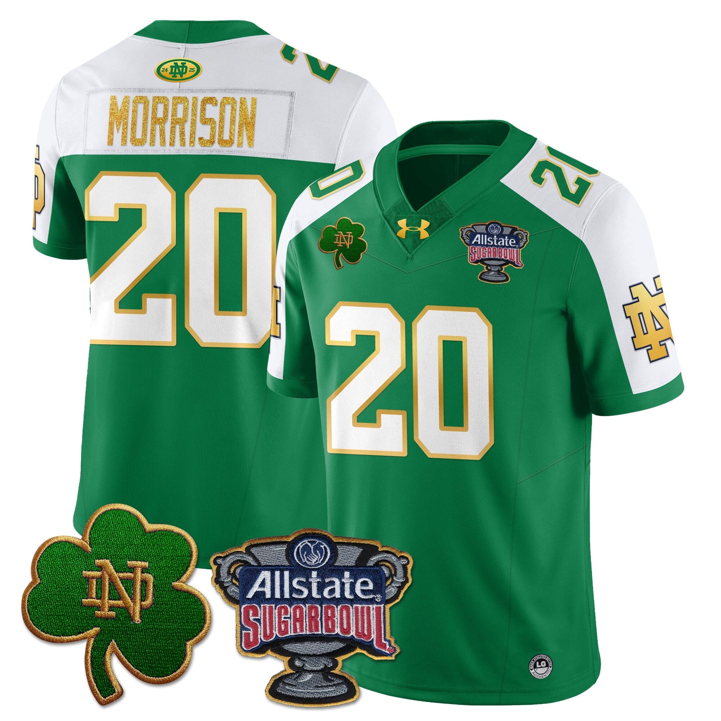 Notre Dame Fighting Irish Allstate Sugar Bowl Jersey - All Stitched