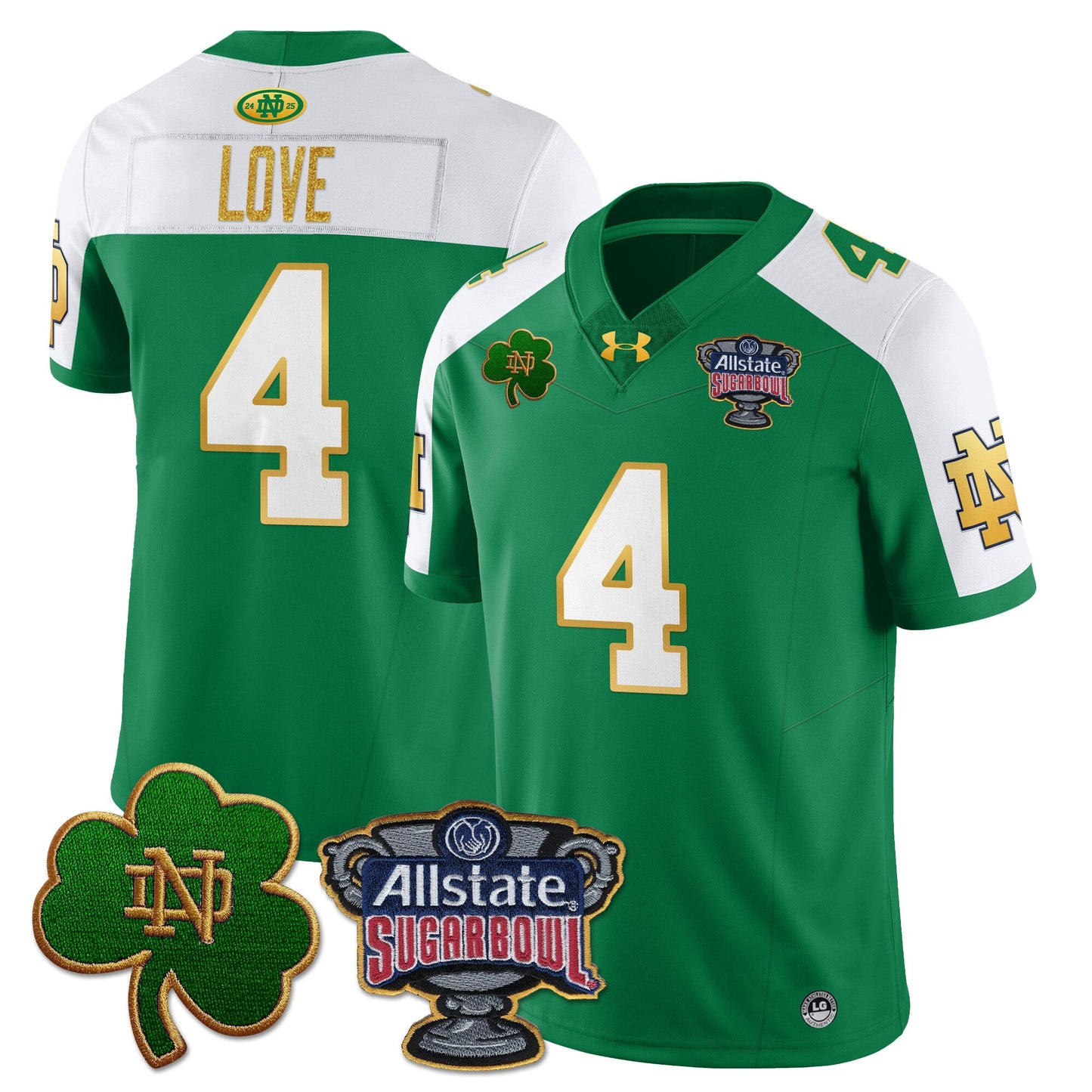 Notre Dame Fighting Irish Allstate Sugar Bowl Jersey - All Stitched