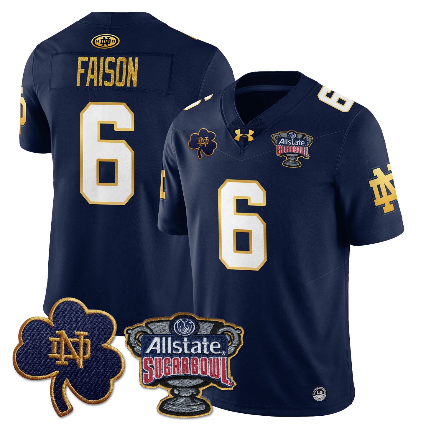 Notre Dame Fighting Irish Allstate Sugar Bowl Jersey - All Stitched