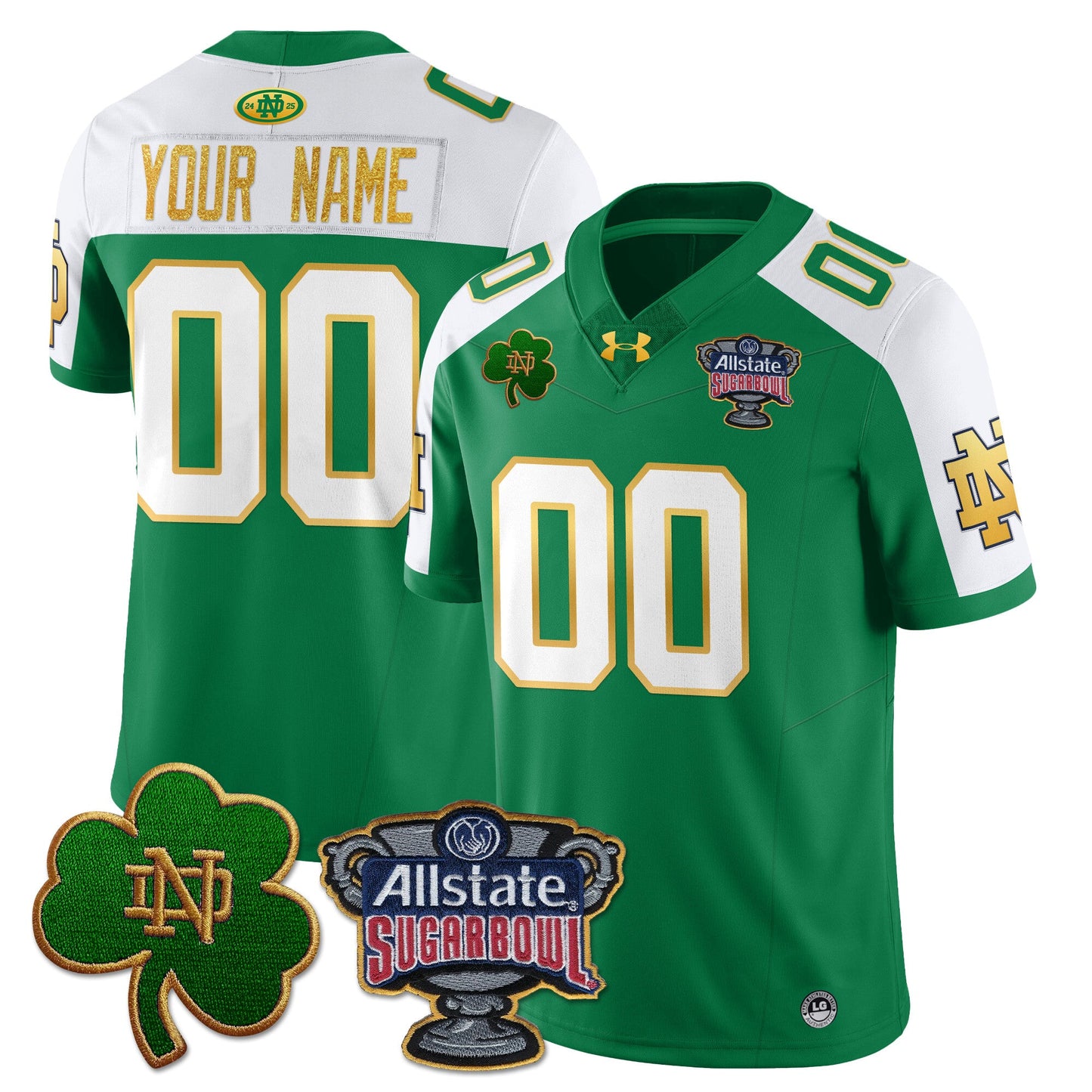 Custom Notre Dame Fighting Irish Allstate Sugar Bowl Jersey - All Stitched