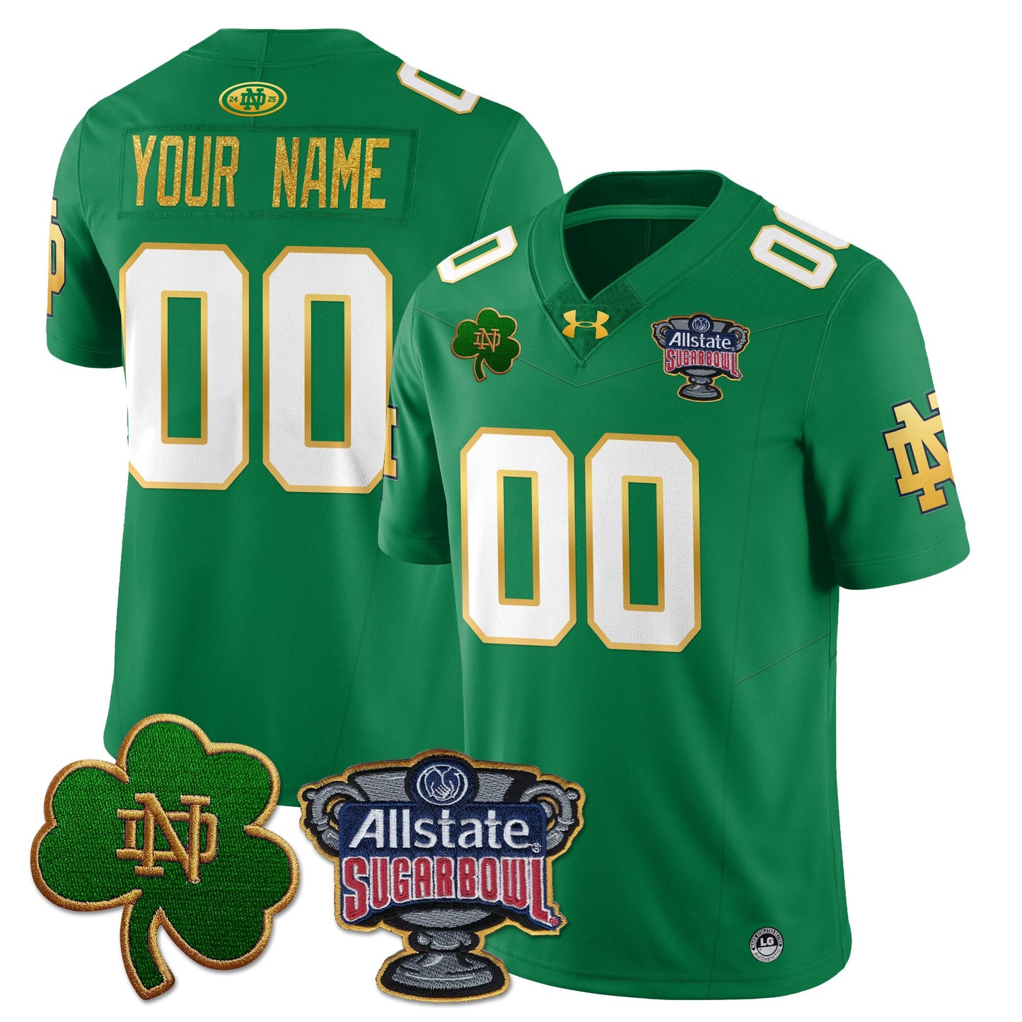 Custom Notre Dame Fighting Irish Allstate Sugar Bowl Jersey - All Stitched