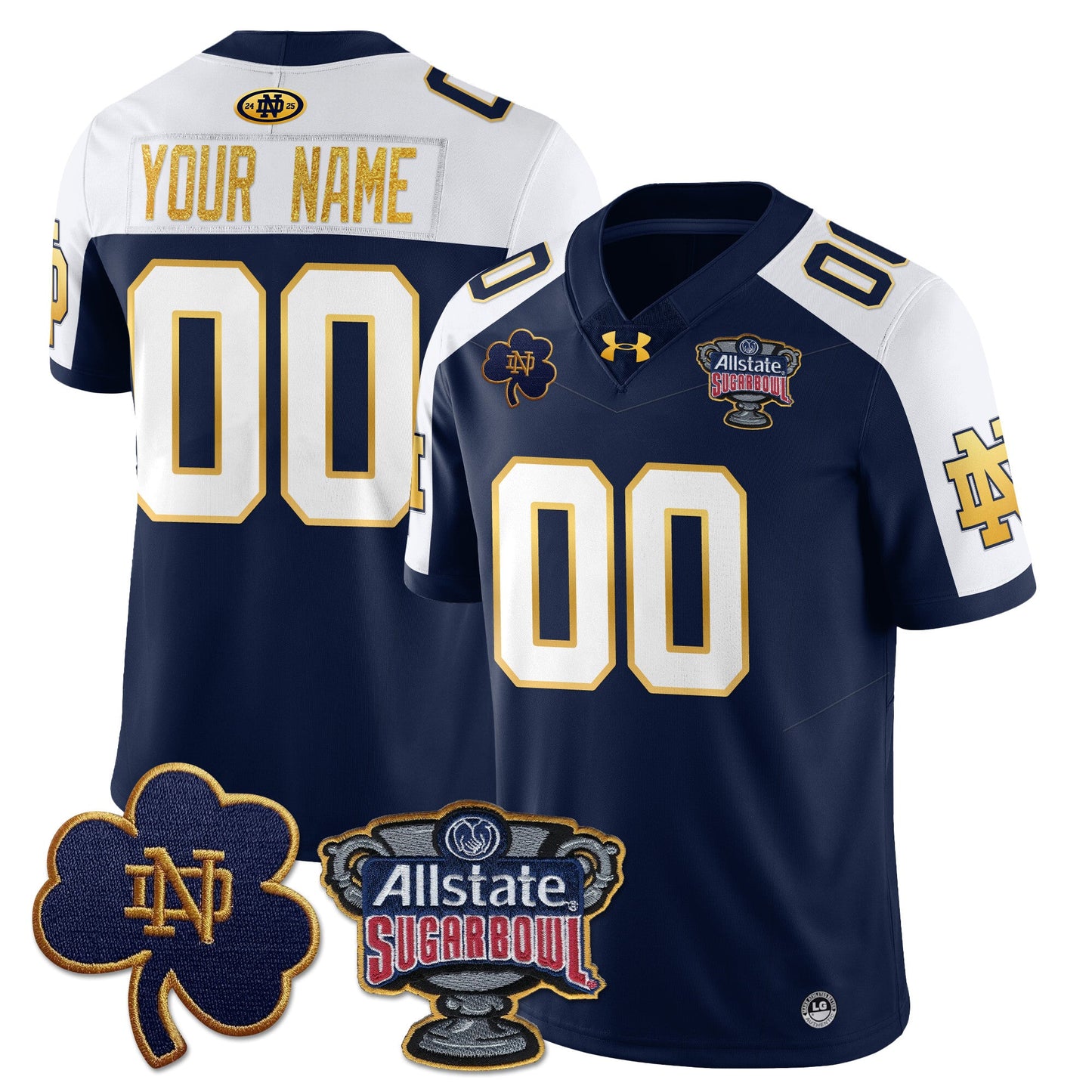 Custom Notre Dame Fighting Irish Allstate Sugar Bowl Jersey - All Stitched