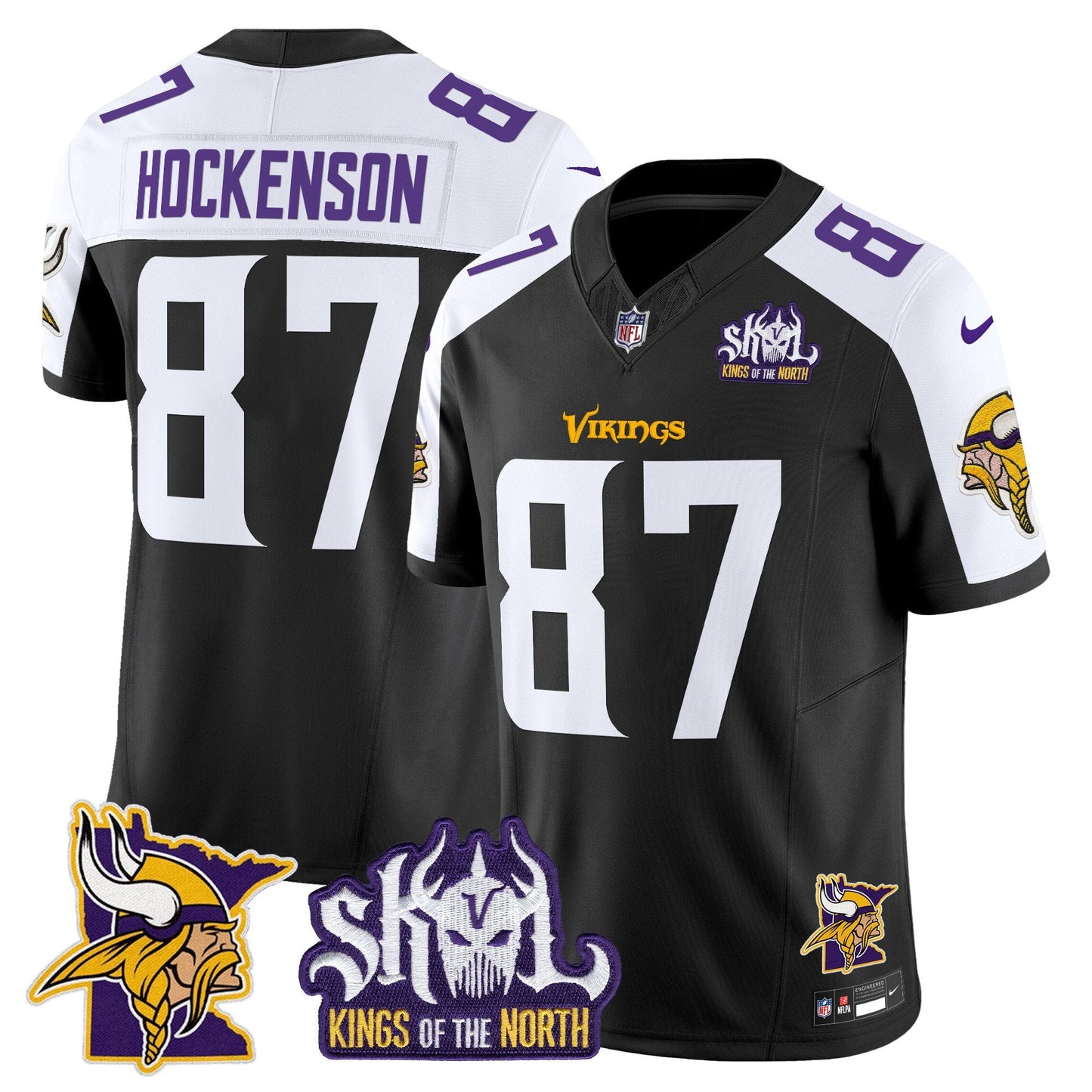 Men's Minnesota Vikings Kings Of The North Patch Vapor Limited Jersey V3 - All Stitched