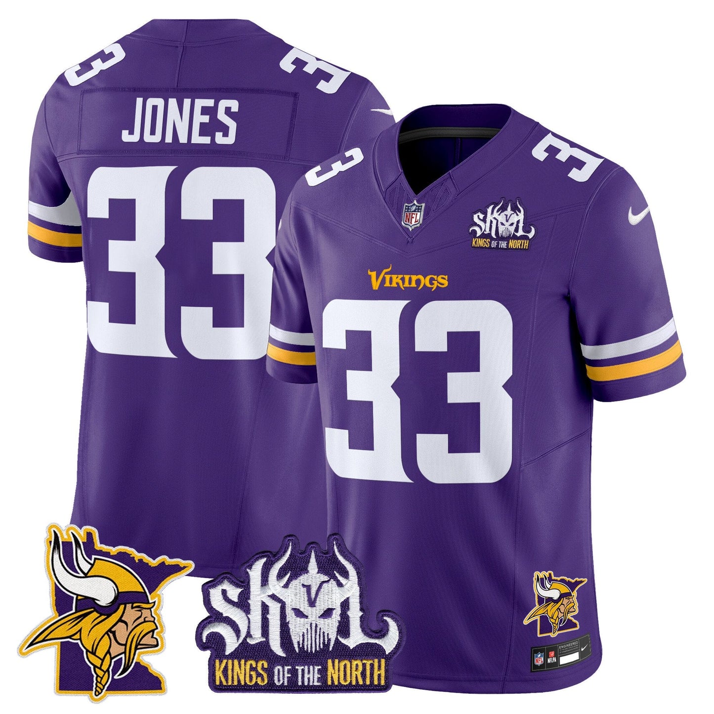 Men's Minnesota Vikings Kings Of The North Patch Vapor Limited Jersey V3 - All Stitched