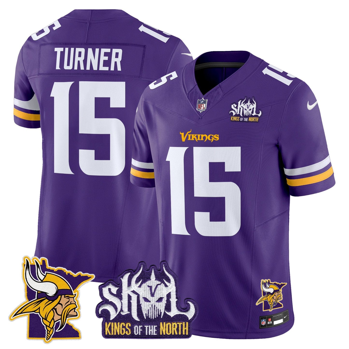 Men's Minnesota Vikings Kings Of The North Patch Vapor Limited Jersey V3 - All Stitched