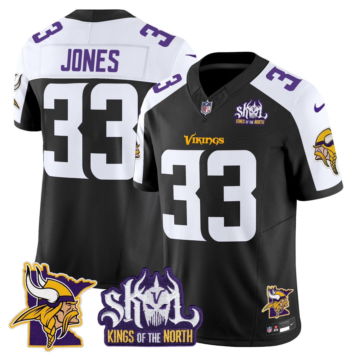 Men's Minnesota Vikings Kings Of The North Patch Vapor Limited Jersey V3 - All Stitched