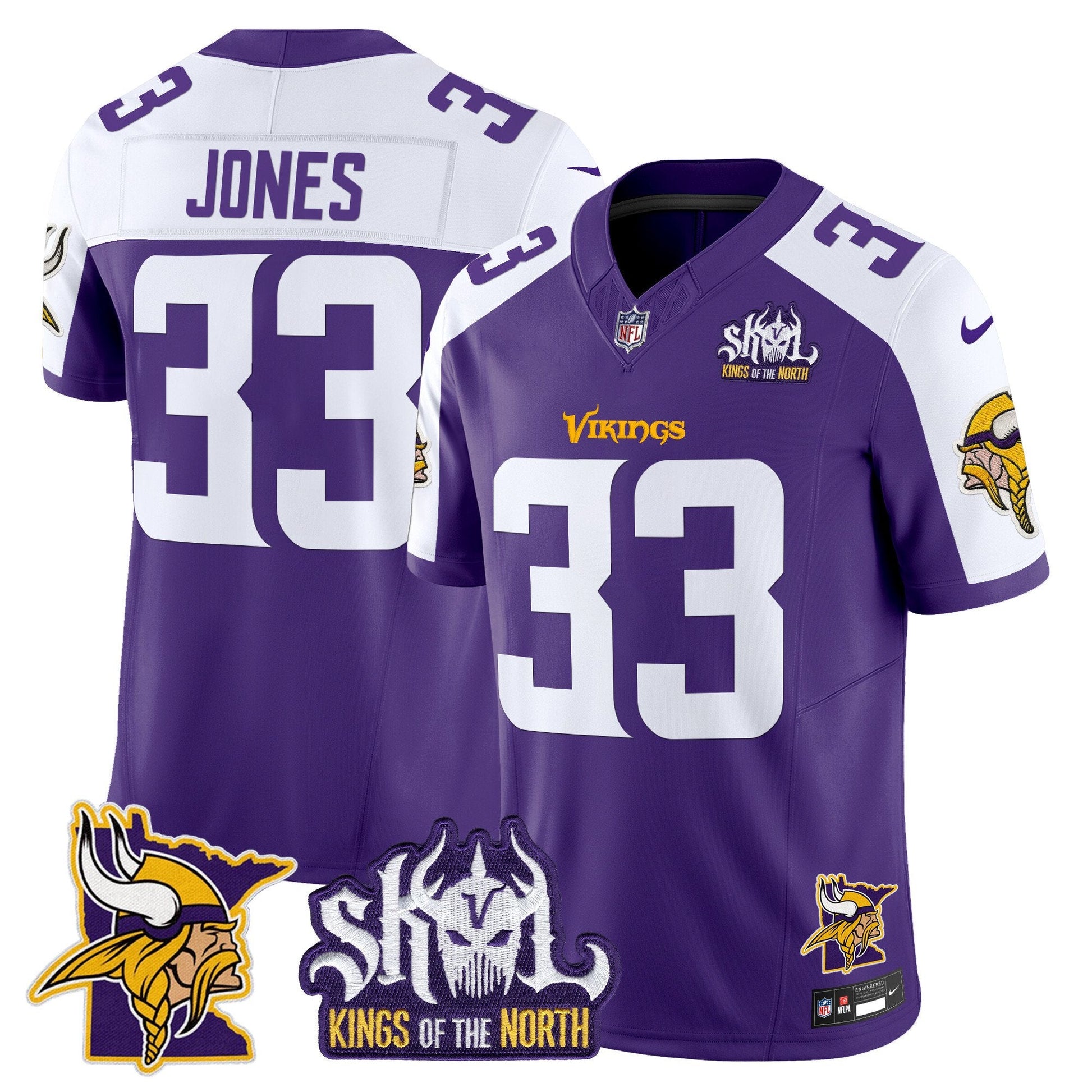 Men's Minnesota Vikings Kings Of The North Patch Vapor Limited Jersey V3 - All Stitched