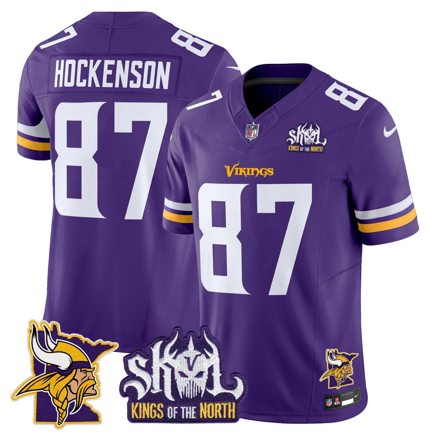 Men's Minnesota Vikings Kings Of The North Patch Vapor Limited Jersey V3 - All Stitched