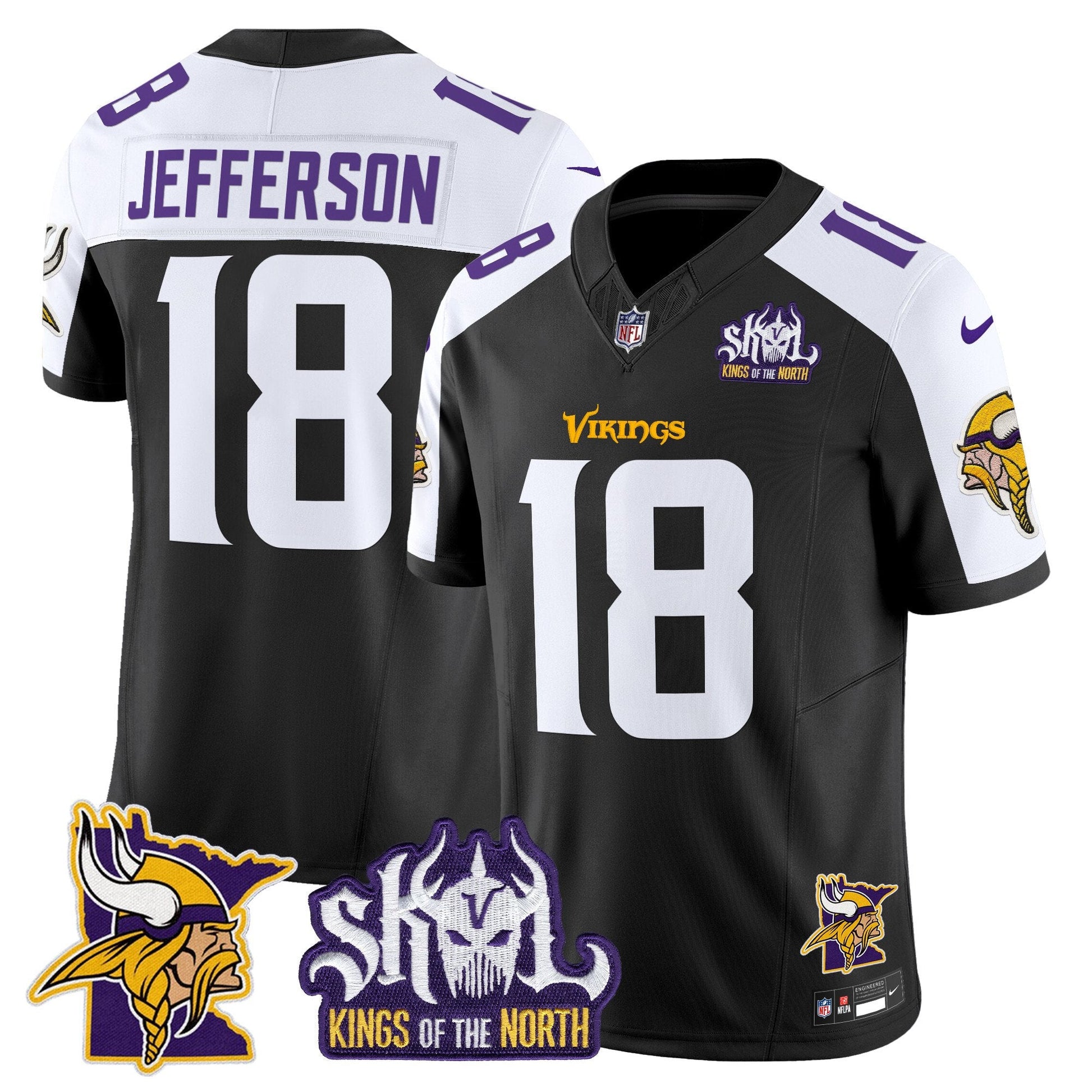 Men's Minnesota Vikings Kings Of The North Patch Vapor Limited Jersey V3 - All Stitched