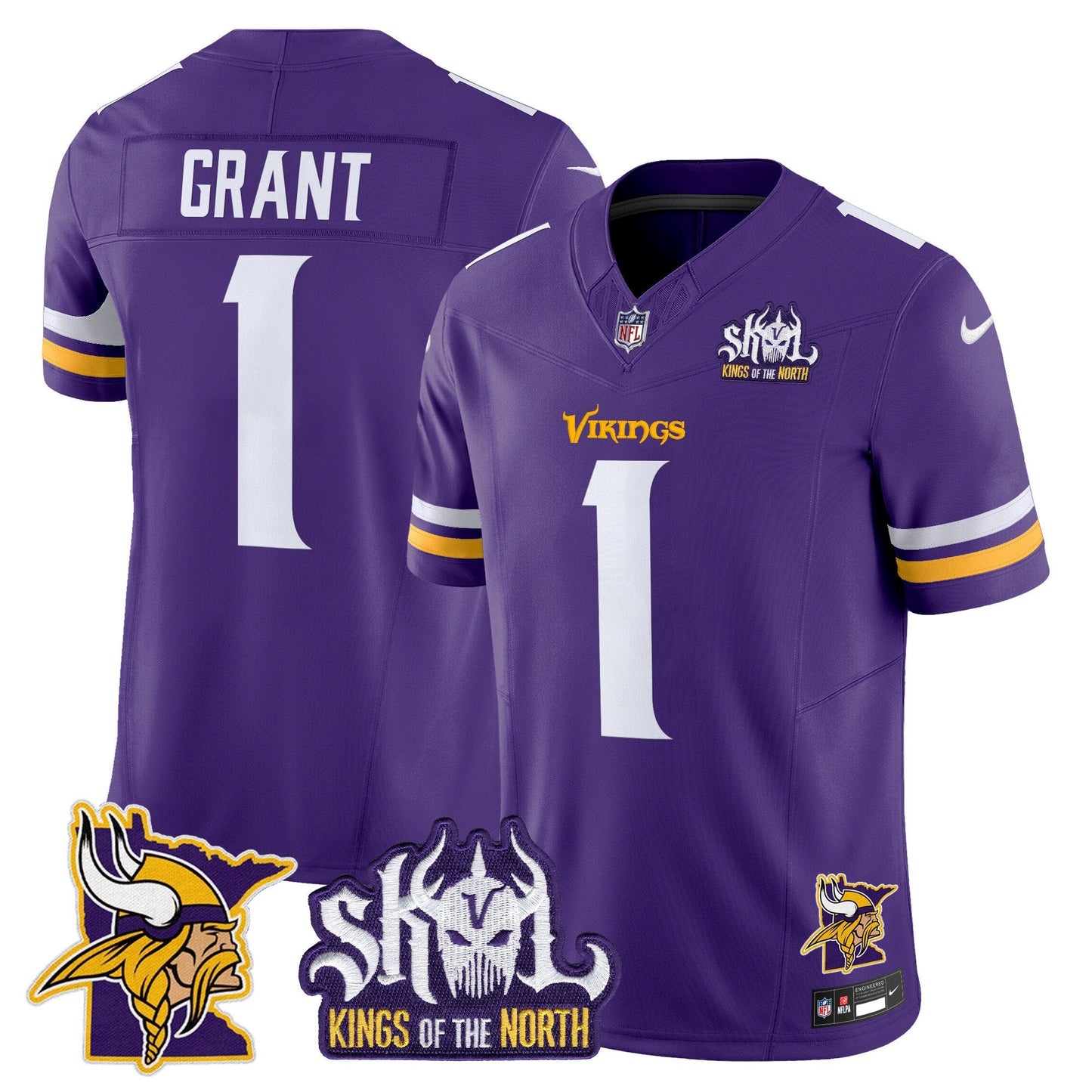 Men's Minnesota Vikings Kings Of The North Patch Vapor Limited Jersey V3 - All Stitched