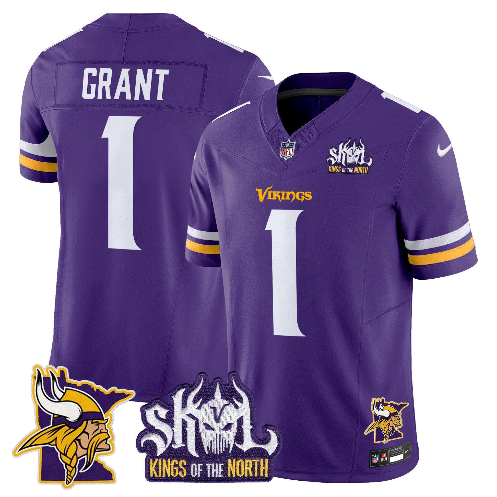 Men's Minnesota Vikings Kings Of The North Patch Vapor Limited Jersey V3 - All Stitched