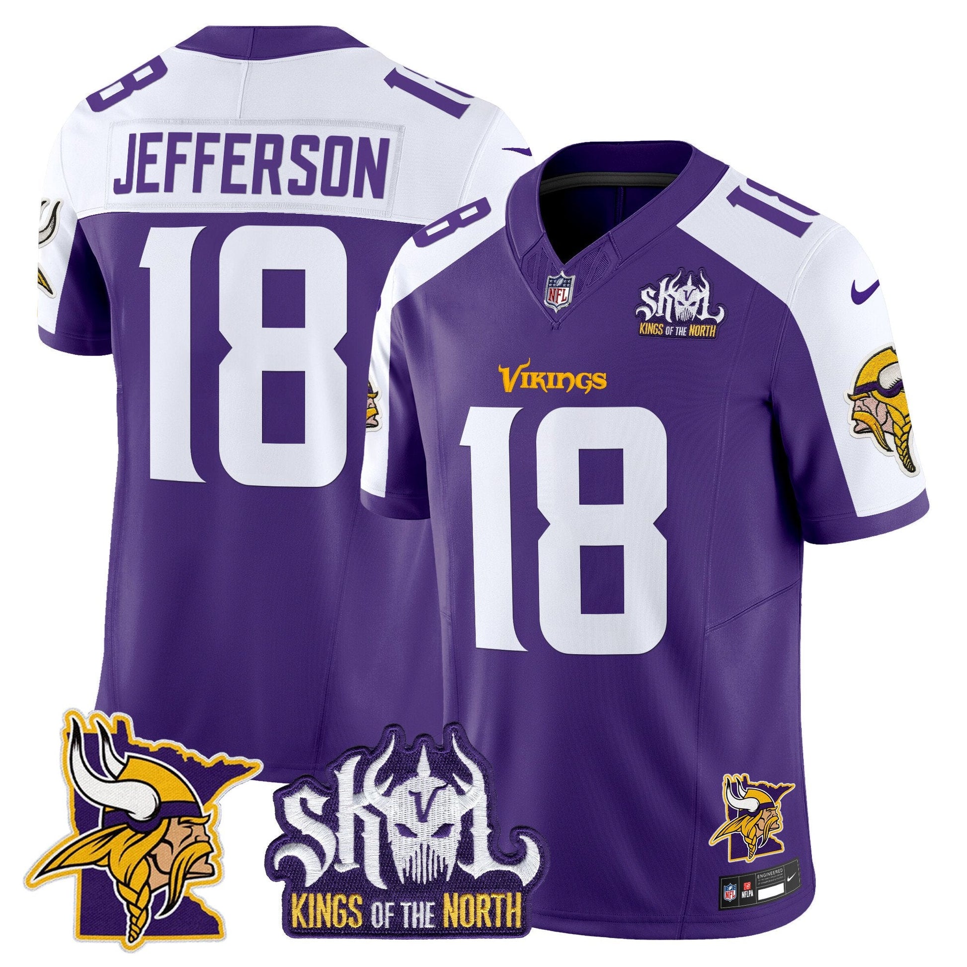 Men's Minnesota Vikings Kings Of The North Patch Vapor Limited Jersey V3 - All Stitched