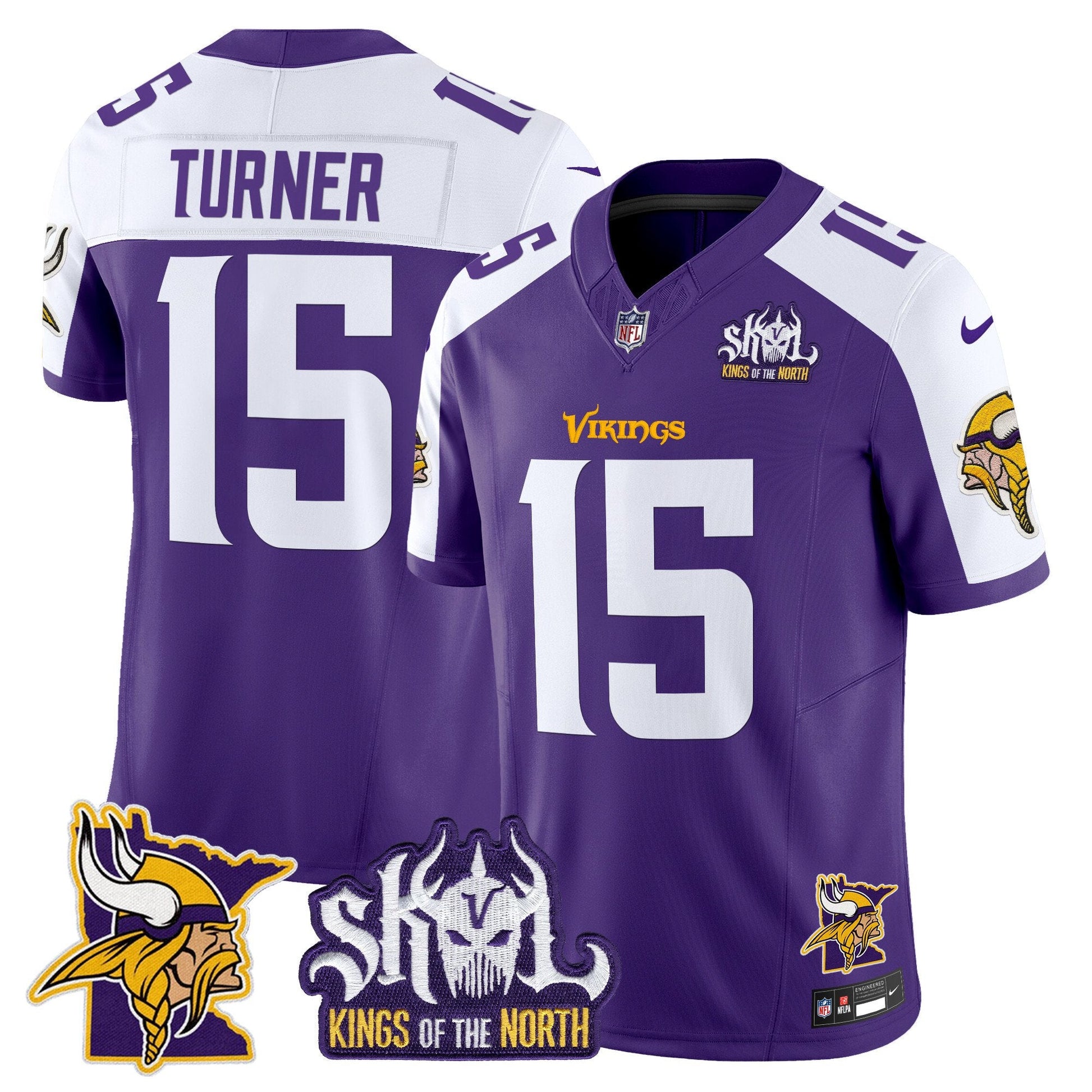 Men's Minnesota Vikings Kings Of The North Patch Vapor Limited Jersey V3 - All Stitched