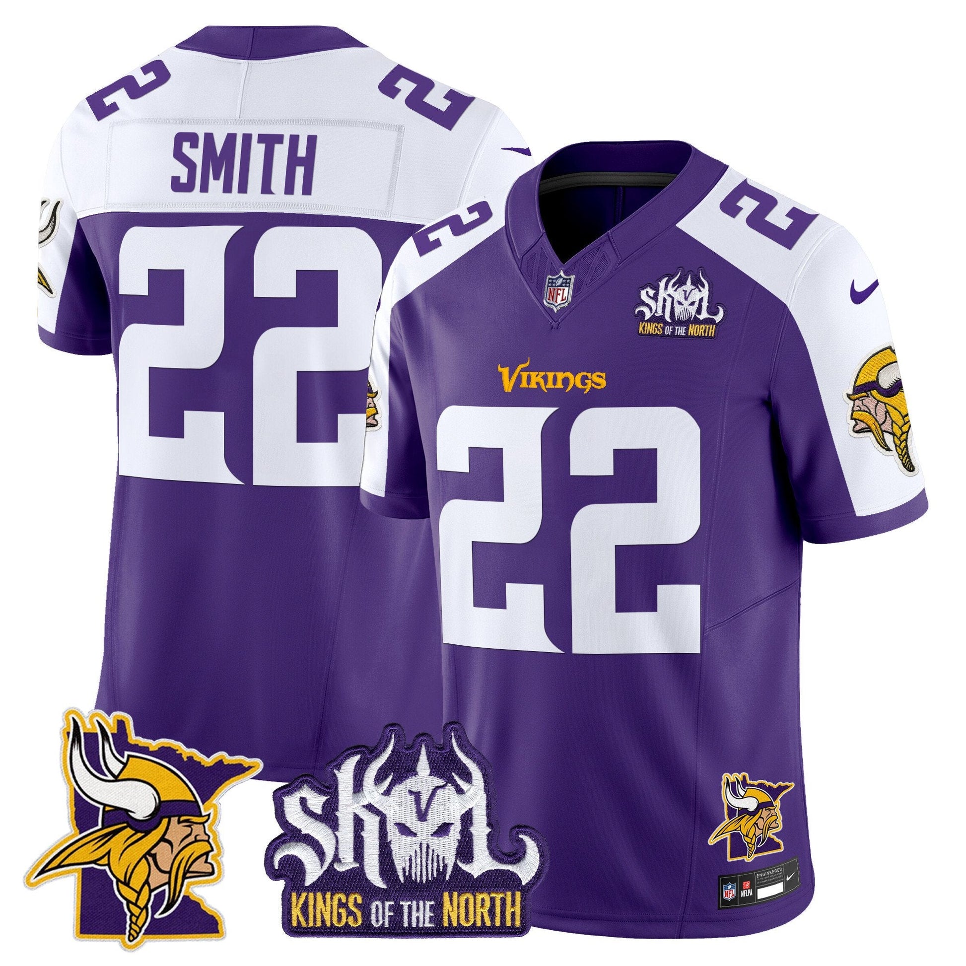 Men's Minnesota Vikings Kings Of The North Patch Vapor Limited Jersey V3 - All Stitched