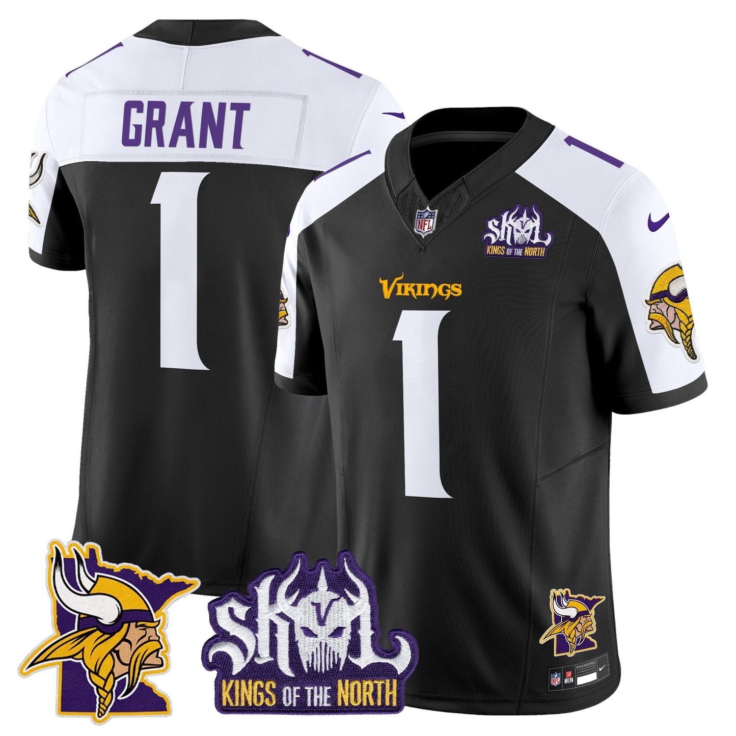 Men's Minnesota Vikings Kings Of The North Patch Vapor Limited Jersey V3 - All Stitched