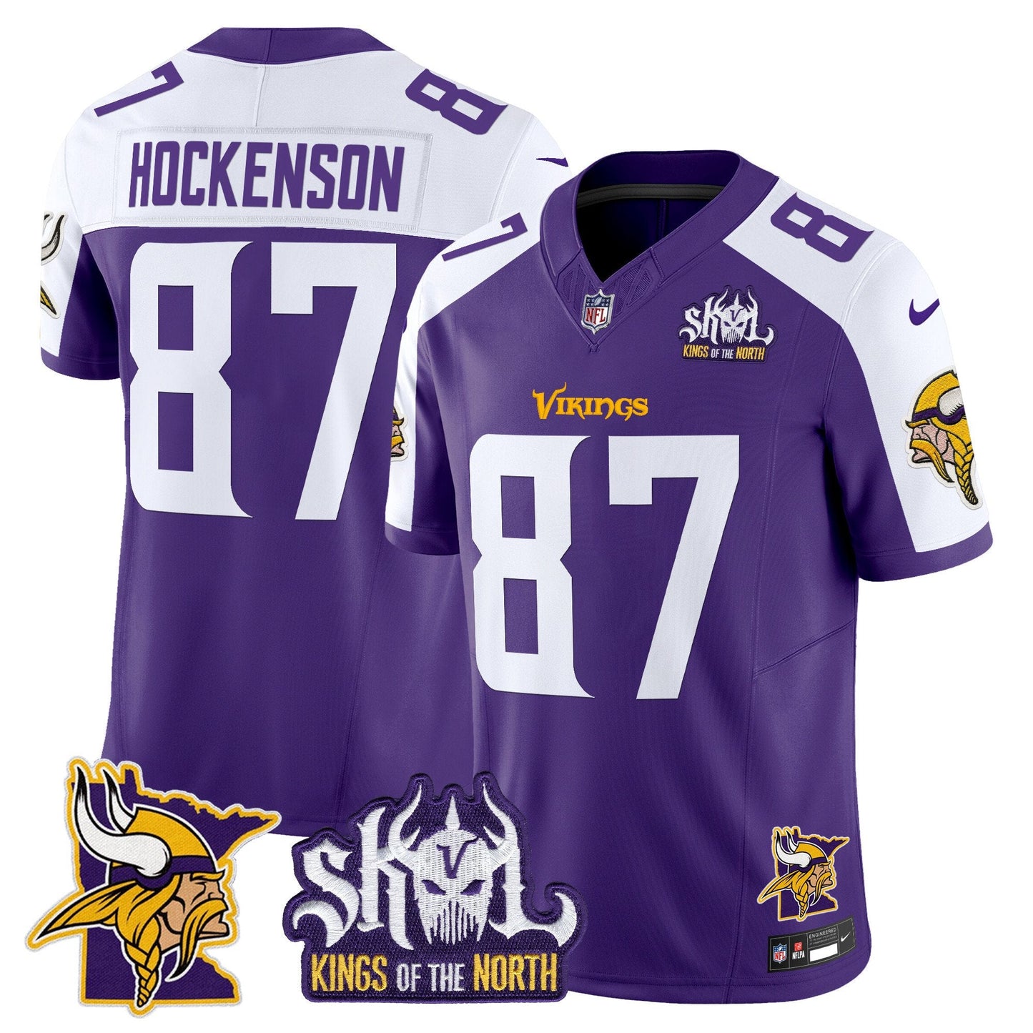 Men's Minnesota Vikings Kings Of The North Patch Vapor Limited Jersey V3 - All Stitched