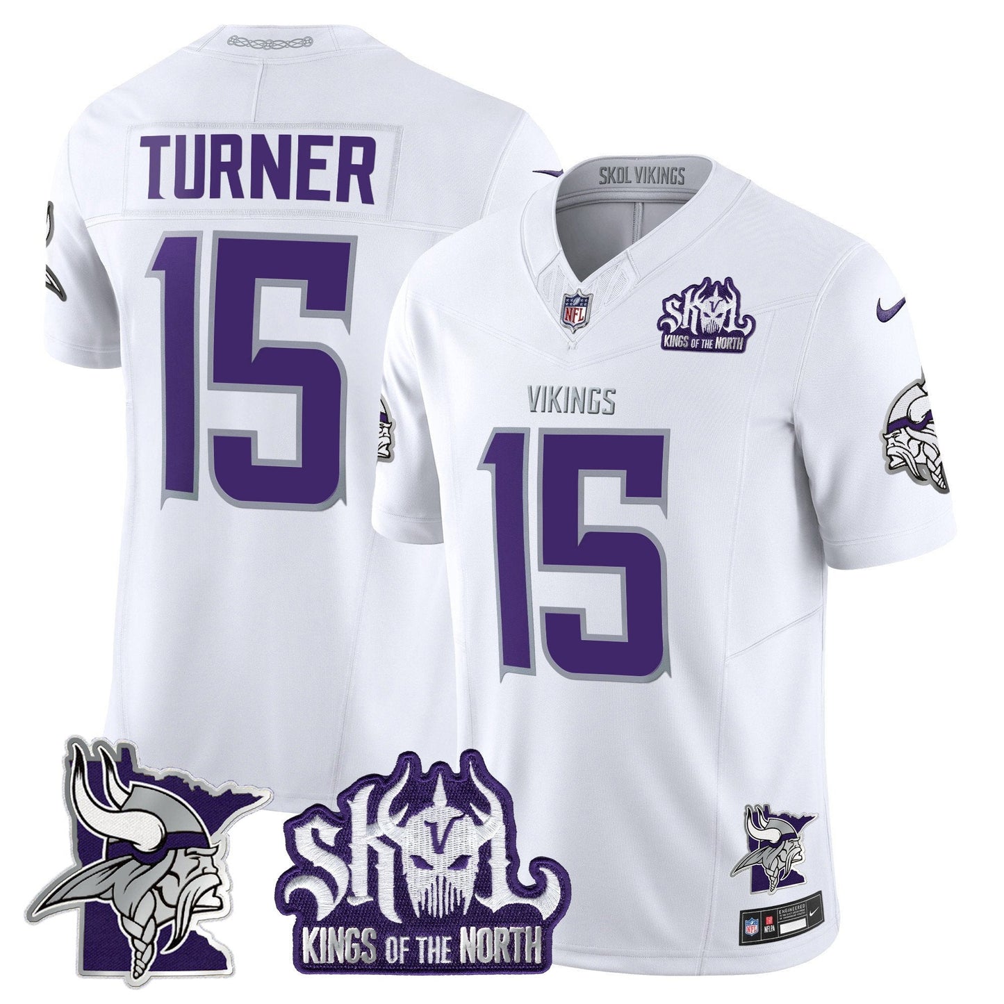 Men's Minnesota Vikings Kings Of The North Patch Vapor Limited Jersey V3 - All Stitched
