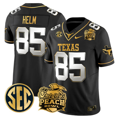 Texas Longhorns Peach Bowl Patch Gold Vapor Limited Jersey - All Stitched