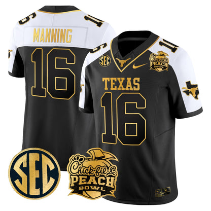 Texas Longhorns Peach Bowl Patch Gold Vapor Limited Jersey - All Stitched