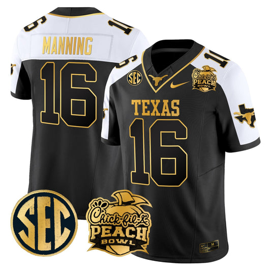 Texas Longhorns Peach Bowl Patch Gold Vapor Limited Jersey - All Stitched