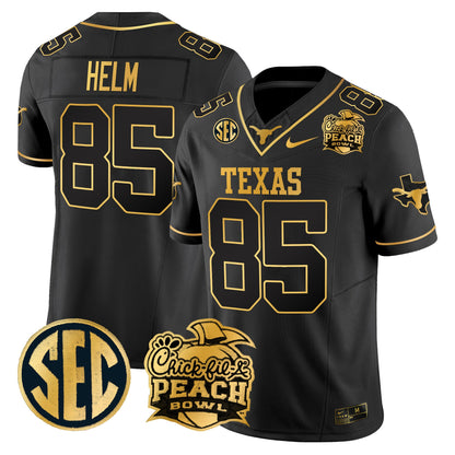 Texas Longhorns Peach Bowl Patch Gold Vapor Limited Jersey - All Stitched