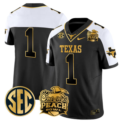 Texas Longhorns Peach Bowl Patch Gold Vapor Limited Jersey - All Stitched