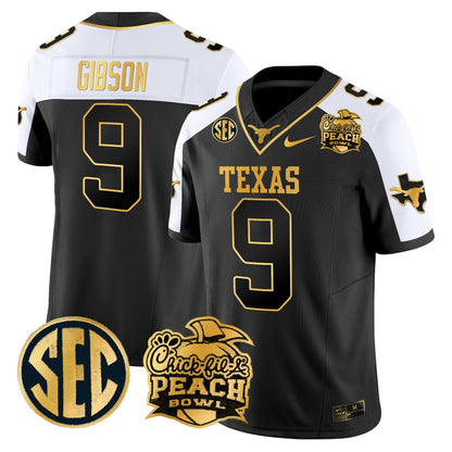 Texas Longhorns Peach Bowl Patch Gold Vapor Limited Jersey - All Stitched