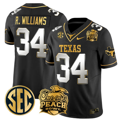 Texas Longhorns Peach Bowl Patch Gold Vapor Limited Jersey - All Stitched