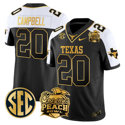 Texas Longhorns Peach Bowl Patch Gold Vapor Limited Jersey - All Stitched