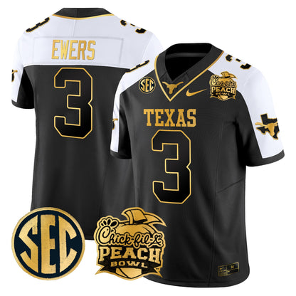 Texas Longhorns Peach Bowl Patch Gold Vapor Limited Jersey - All Stitched