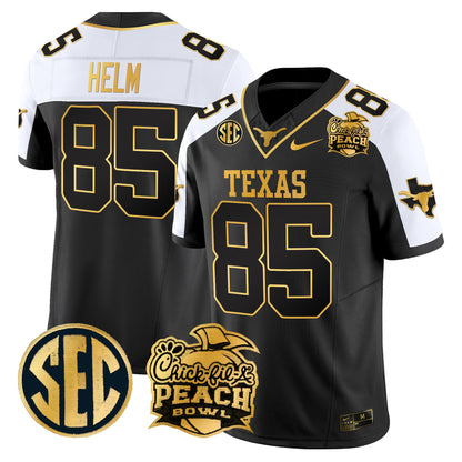 Texas Longhorns Peach Bowl Patch Gold Vapor Limited Jersey - All Stitched