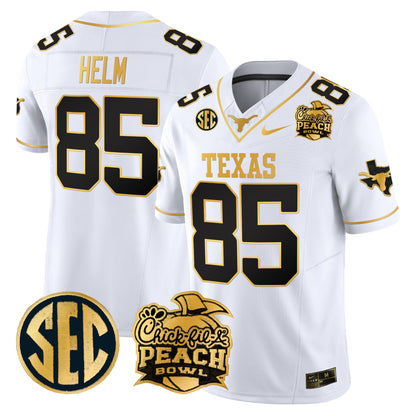 Texas Longhorns Peach Bowl Patch Gold Vapor Limited Jersey - All Stitched
