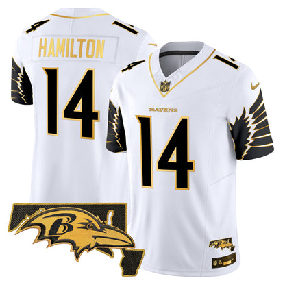 Men's Ravens Maryland Patch Gold Vapor Limited Jersey V2 - All Stitched