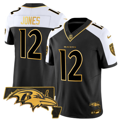 Men's Ravens Maryland Patch Gold Vapor Limited Jersey V2 - All Stitched