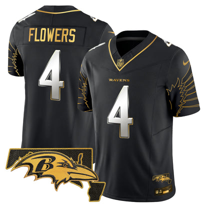 Men's Ravens Maryland Patch Gold Vapor Limited Jersey V2 - All Stitched