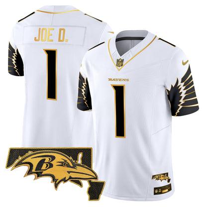 Men's Ravens Maryland Patch Gold Vapor Limited Jersey V2 - All Stitched