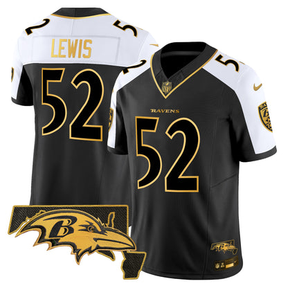 Men's Ravens Maryland Patch Gold Vapor Limited Jersey V2 - All Stitched