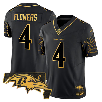 Men's Ravens Maryland Patch Gold Vapor Limited Jersey V2 - All Stitched