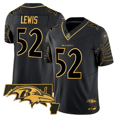 Men's Ravens Maryland Patch Gold Vapor Limited Jersey V2 - All Stitched