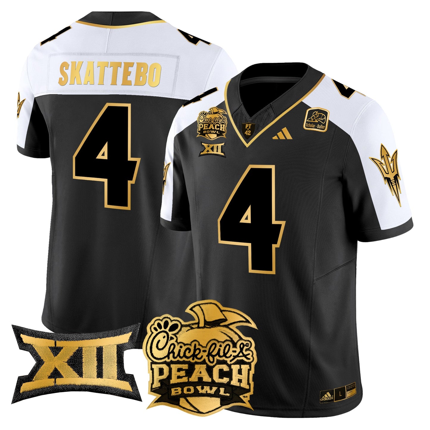 Arizona State Sun Devils 2025 Peach Bowl Gold Vapor Limited Jersey - All Stitched